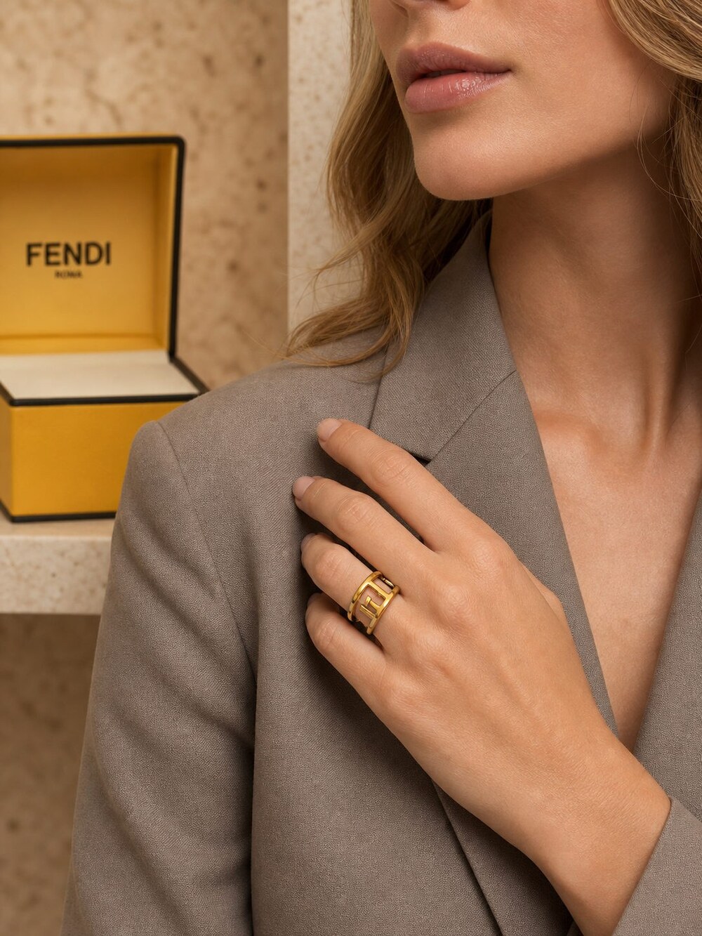Fendi Modern Designer Ring Style 4 | New with Box - Picture 9 of 9